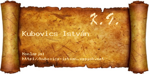 Kubovics István névjegykártya